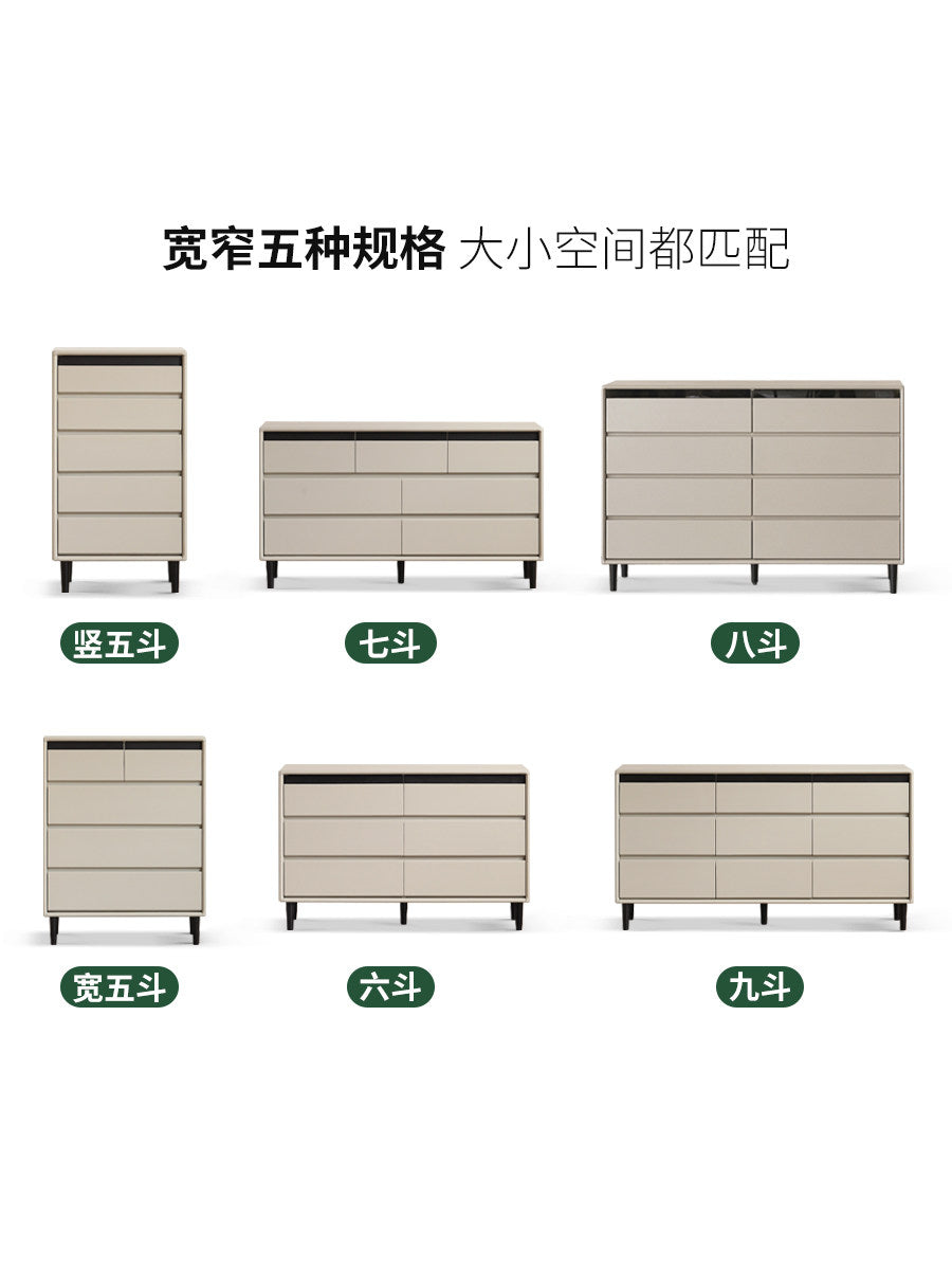 【预售35天】实木斗柜卧室床尾抽屉柜轻奢灰色收纳储物柜靠墙边柜